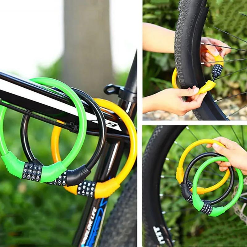 4 Digital Code Anti-Theft Bicycle Cable Lock Stainless Steel Security Locks Portable Combination Code Padlock