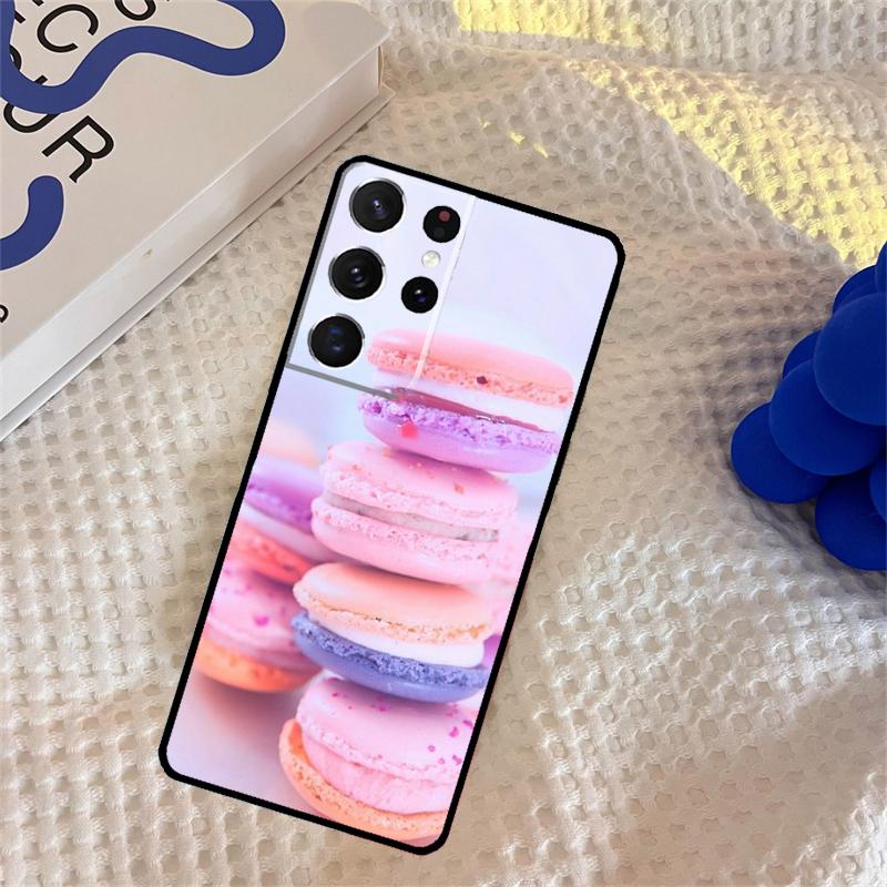 Macarons Cake Dessert Cute Phone Case For Samsung Galaxy S25 Ultra S9 S10 S20 S22 S21 S23 FE S24 Plus Portector Cover
