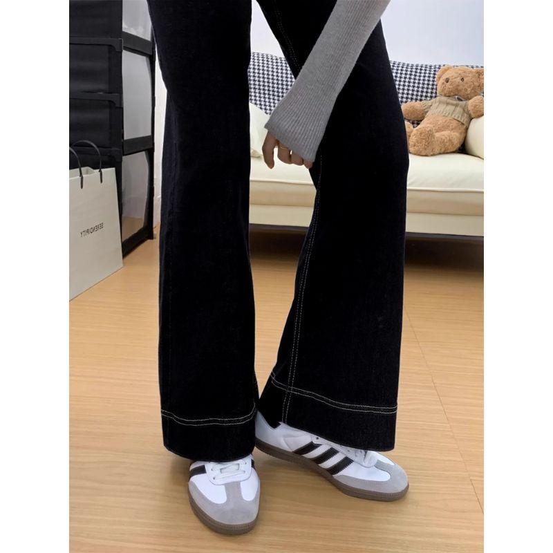 Plus Size High-Waisted Wide-Leg Jeans for Pear-Shaped Body – Women's Slimming Micro-Flare Pants for Spring & Autumn