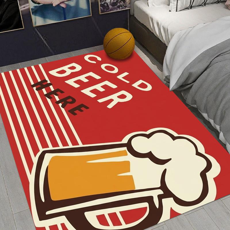 Retro Cold Beer Here Area Rug Non-slip Washable for Bedroom Kitchen Living Room Decoration 40x60cm