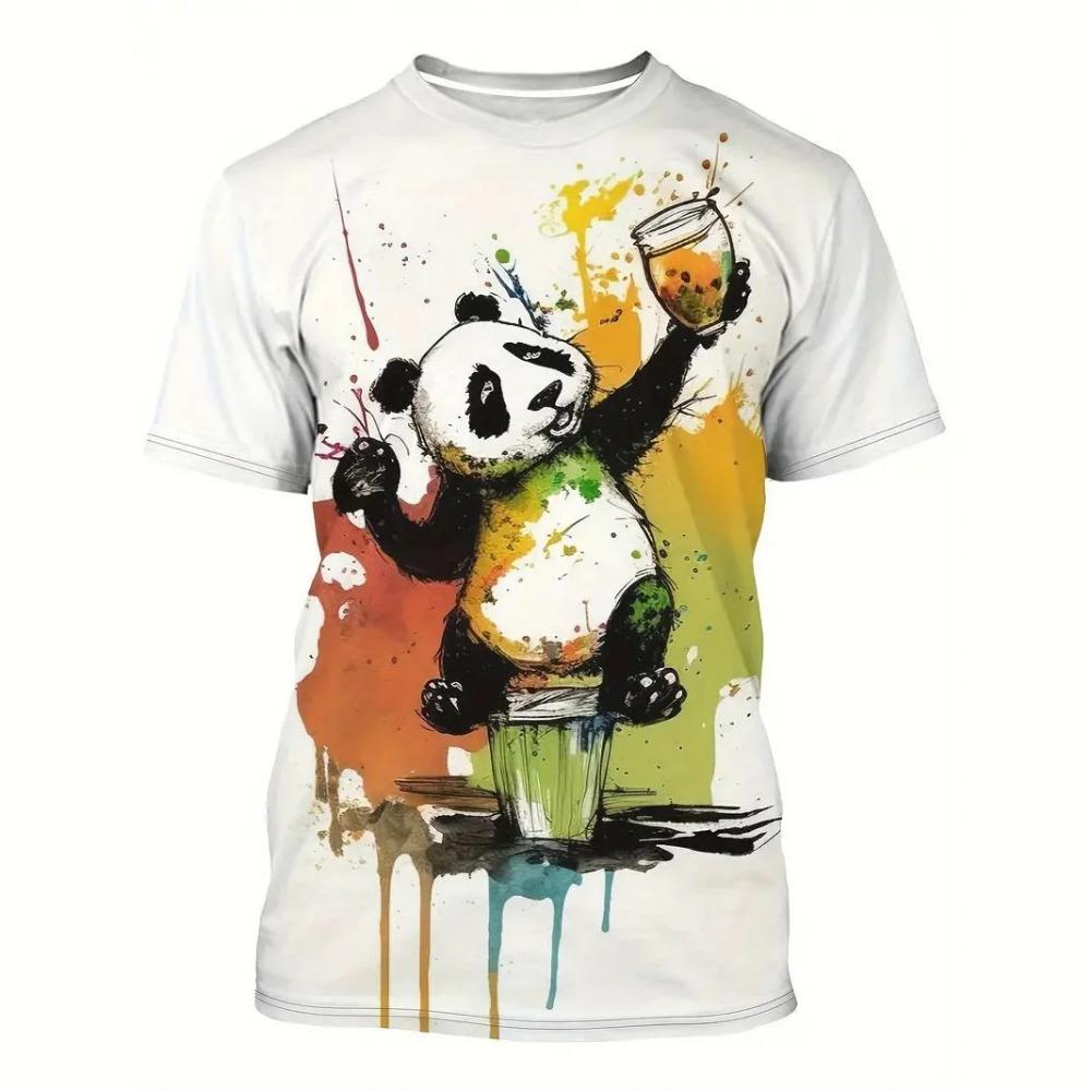 Cartoon Kitten Printed T Shirt For Men Funny Animal Oversized T-shirt Casual O-neck Short Sleeve Loose Tops Summer Men's Clothes