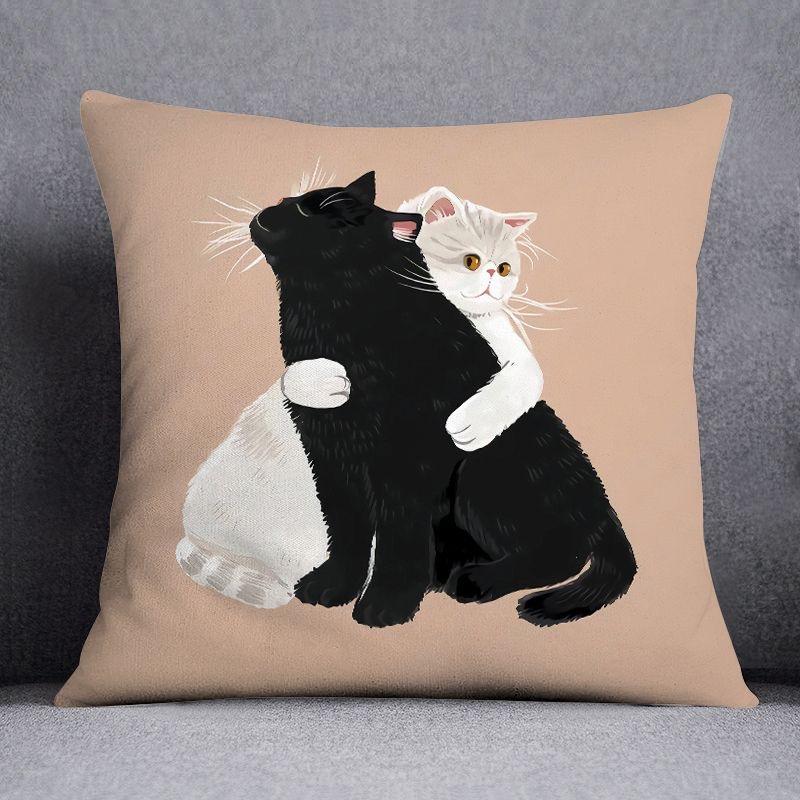 Cute kitten pattern pillowcase home fabric decoration sofa cushion living room bedroom square pillow cover home