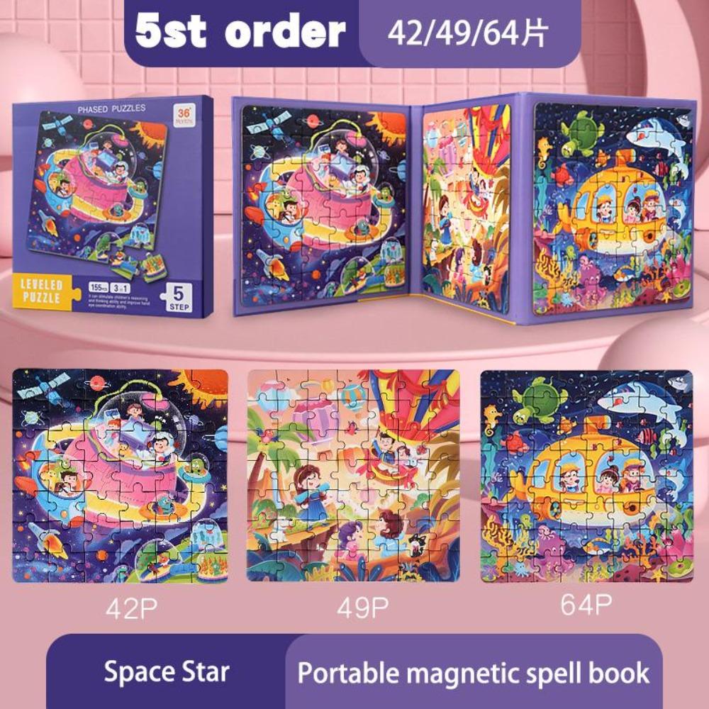 Magnetic Puzzles Portable Book Vehicle Ocean Dinosaur Jigsaw Montessori Early Education With Magnet Boys Girls Toys For Children