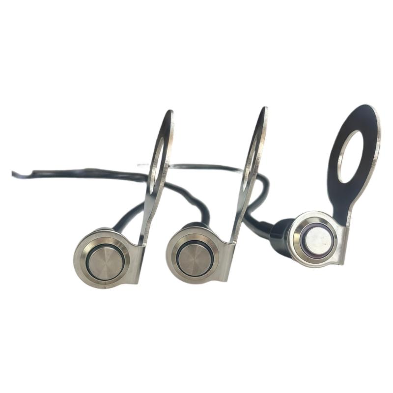 Motorcycle Auxiliary Lamp Power Button 12V 24V 10A Push Button with Stainless Steel Mounting Bracket for Light Wiring