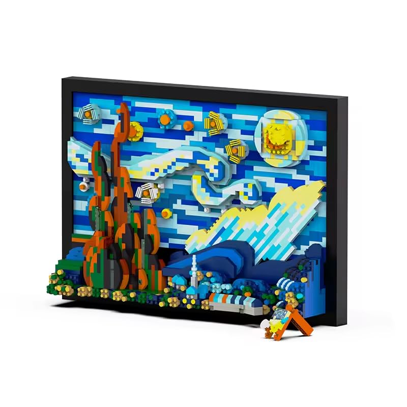 Zmart 1731-Piece Creative 3D Oil Painting Building Block Set, Famous Art Photo Frame, 3D Puzzle Assembly Kit, Mosaic Art, 3D Puzzle, Oil Painting