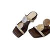 Sheepskin Version~ New One-word with Square Head, Open-toed Cool Slippers, Women's Retro Bohemian Flat-bottomed Slippers
