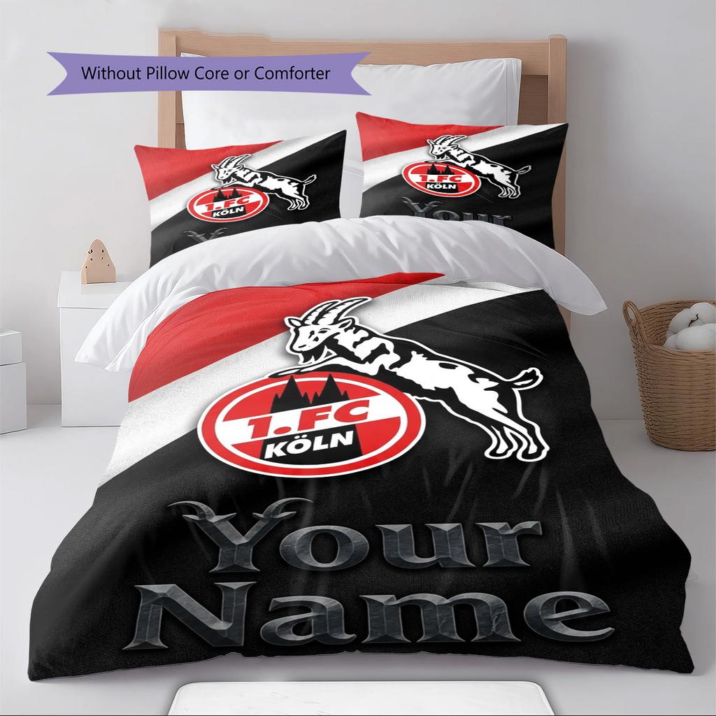 Set Biancheria da Letto Personalizzato con Nome Modello 1.FC Köln Copripiumino Federa Decorazione Casa Regalo (1 * copripiumino + 2 * federa, senza nucleo)