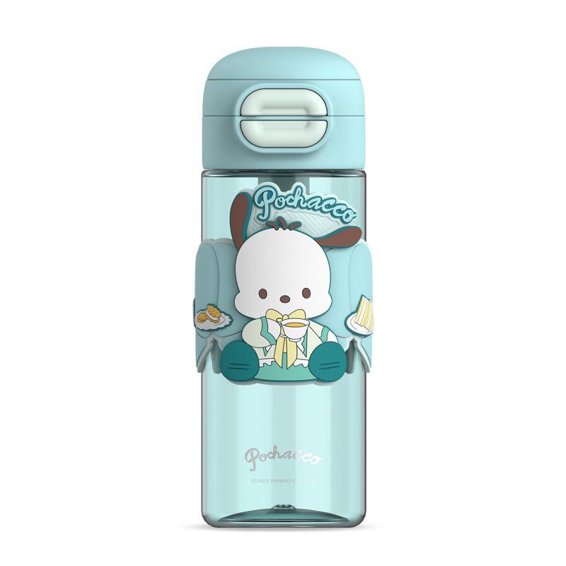X&W 630ml Tritan Water Bottle Cartoon Kuromi/My Melody Straw Water Cup Leak-proof Double-drinking Mug with Cup Sleeve Kid's Gift