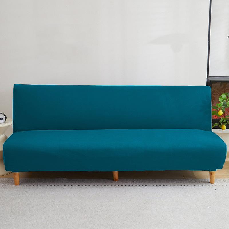 2026 High Elasticity Armless Sofa Cover All-inclusive Household Dust Folding Bed Cover Thickened Fabric Solid Color Sofa Cover