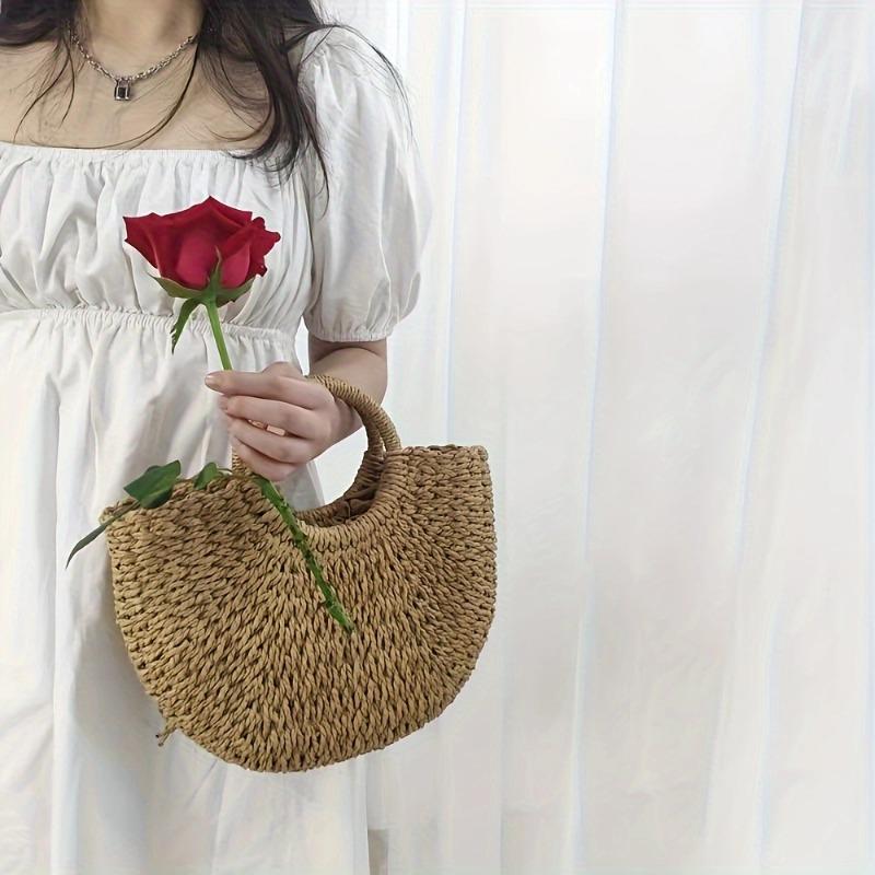 Neue Sommer Strohtasche Gemüsekorb Handtasche Große Kapazität Tragetasche Damen Handgewebte Tasche Urlaub Strandtasche