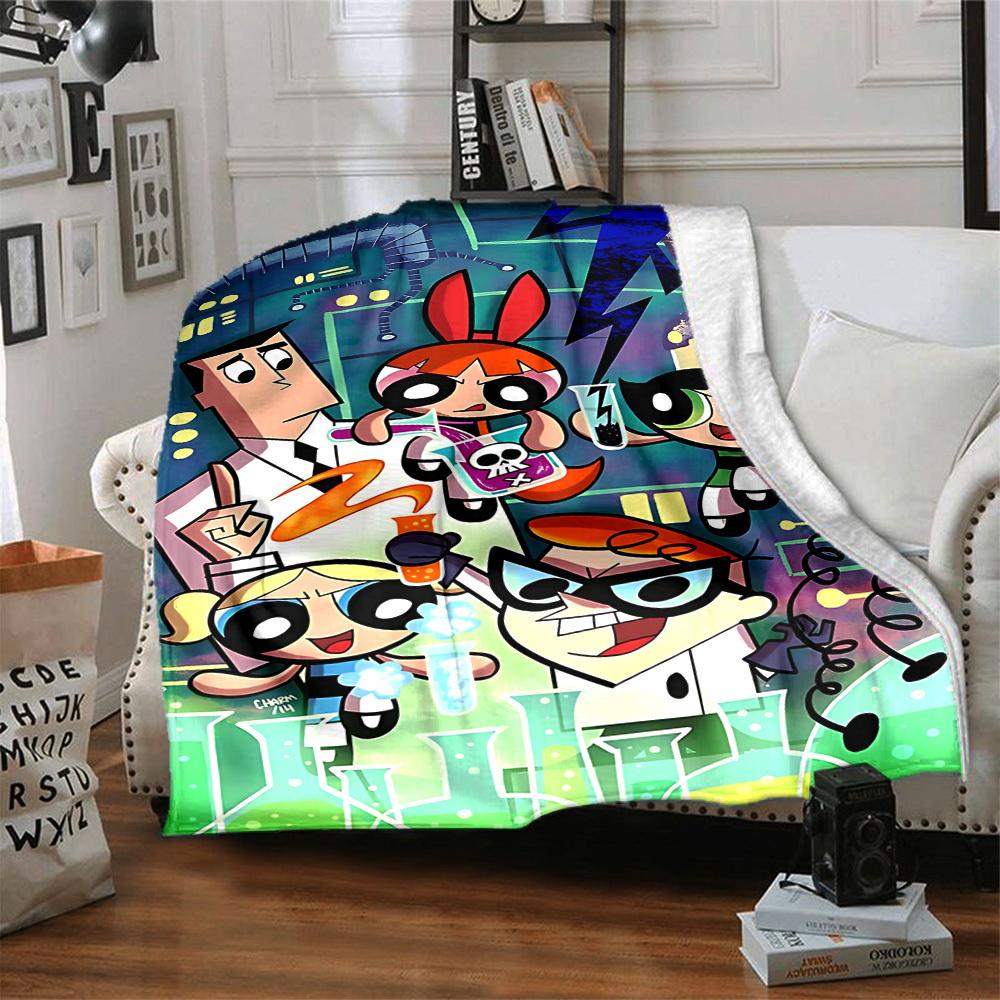 1 Stück Powerpuff Girls Flanell-Kuscheldecke HD-Druck Leicht Weich Warm Ganzjahresdecke für Sofa, Bett, Reisen, Camping Maschinenwaschbar