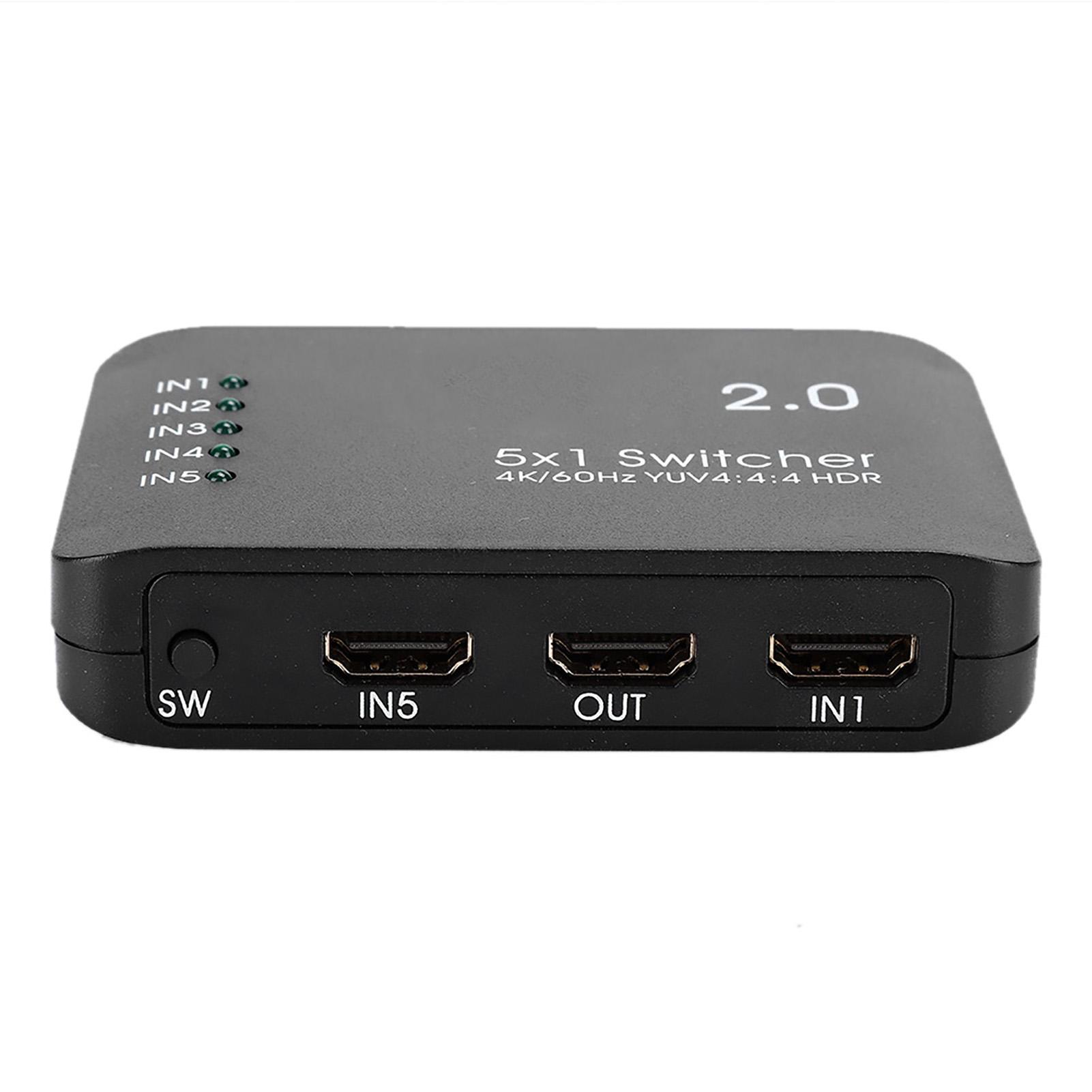 

HDMI2.0 Switcher 5 в 1 выход черный светодиодный индикатор USB с для домашних кинотеатров 4K 60HZчерный чёрный