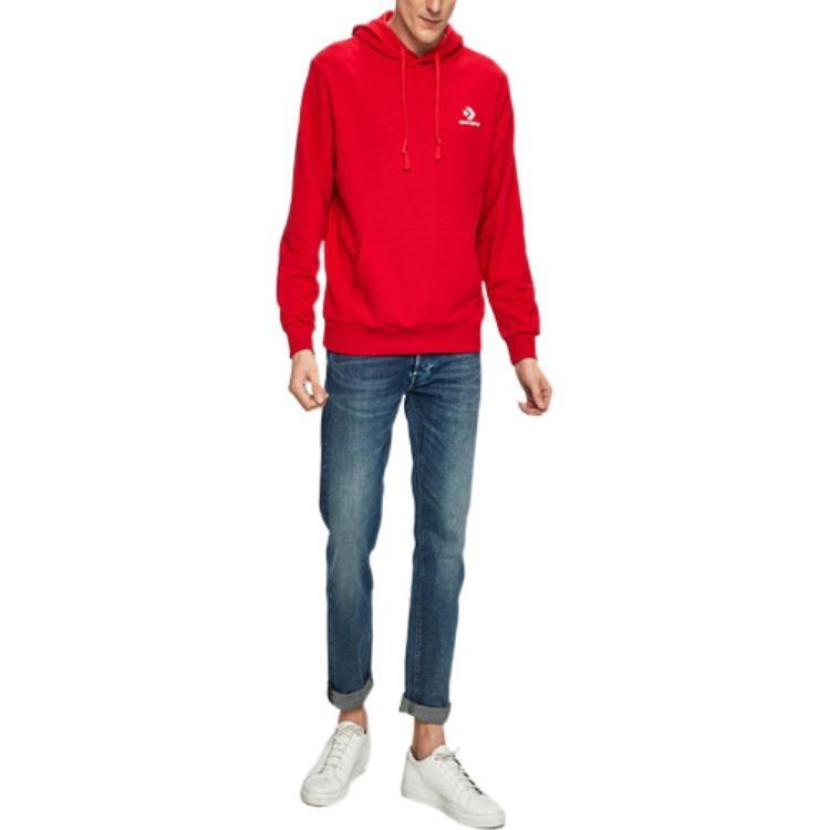 Converse Star Chevron Embroidered Pullover Sweatshirt Asia Sizing 'Red' Men's 10008926-A05