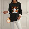 Women's Halloween -Lined Long Sleeve Round Neck Print Casual Winter Top