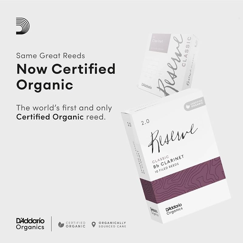 D'Addario WoodWinds D'Addario Reeds for Bb Clarinet, USDA Organic Certified, RESERVE CLASSIC ODCT1030 [Hardness: 3.0], 10 Reeds [Domestic Genuine