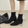 Fashion SUOJIALUN 2025 New Brand Women Ankle Boots Fashion Pointed Toe Square Med Heel Ladies Casual Short Boots Outdoor Dress Pumps Sho