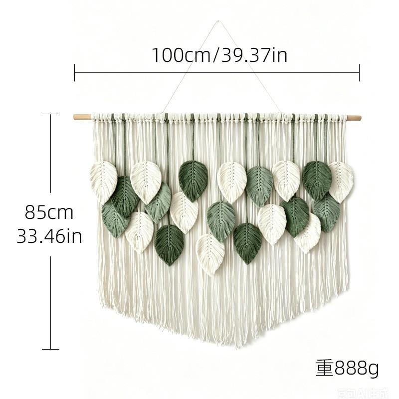 Bohemian Handwoven Leaf Tapestry Wall Hanging Living Room Bedroom Decor Cotton Tassel Art