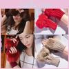 Plush Color Solid Knitted Half Finger Gloves Thickened Warmth Fashion Gifts
