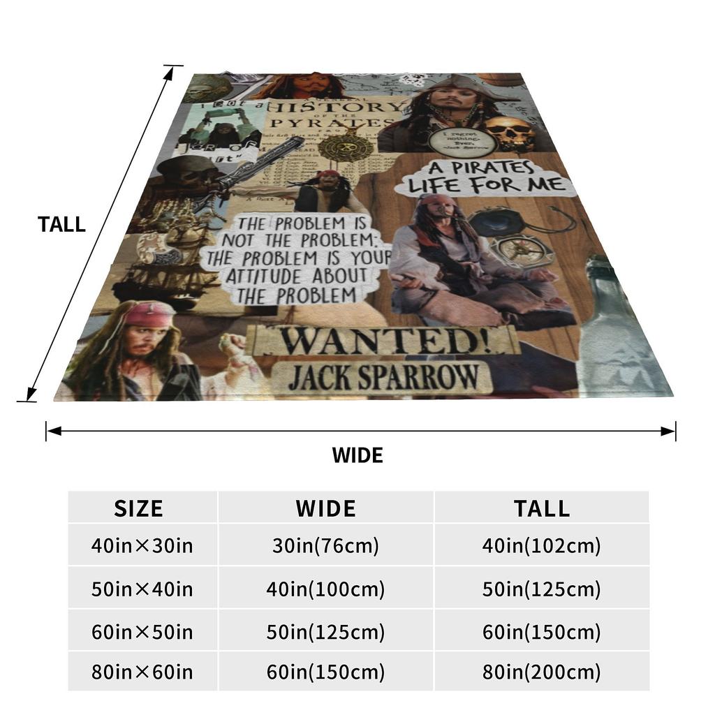 Coperte in pile Pirati dei Caraibi Jack Sparrow Collage per Divano Camera da Letto Morbida Portatile da Esterno