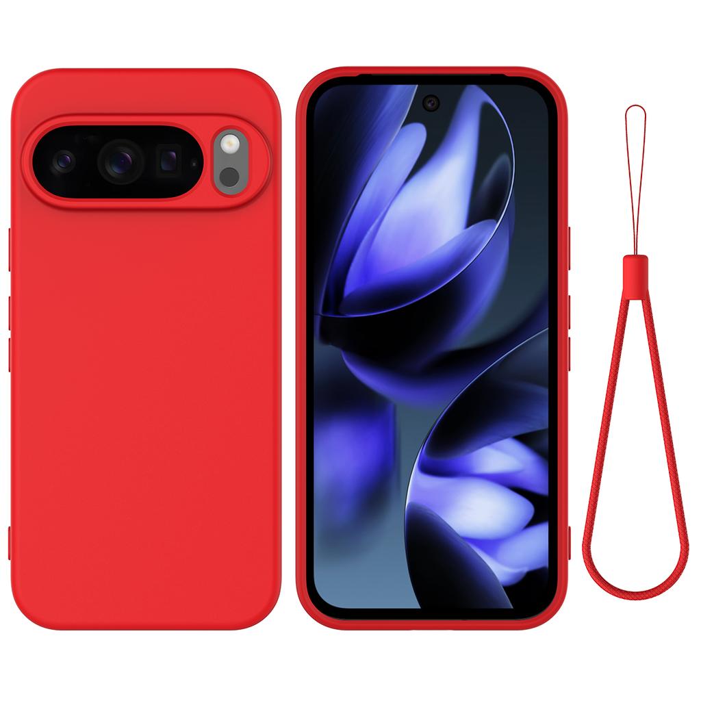 For Google Pixel 10 Pro Case Liquid Silicone Phone Back Cover with Hand Strap