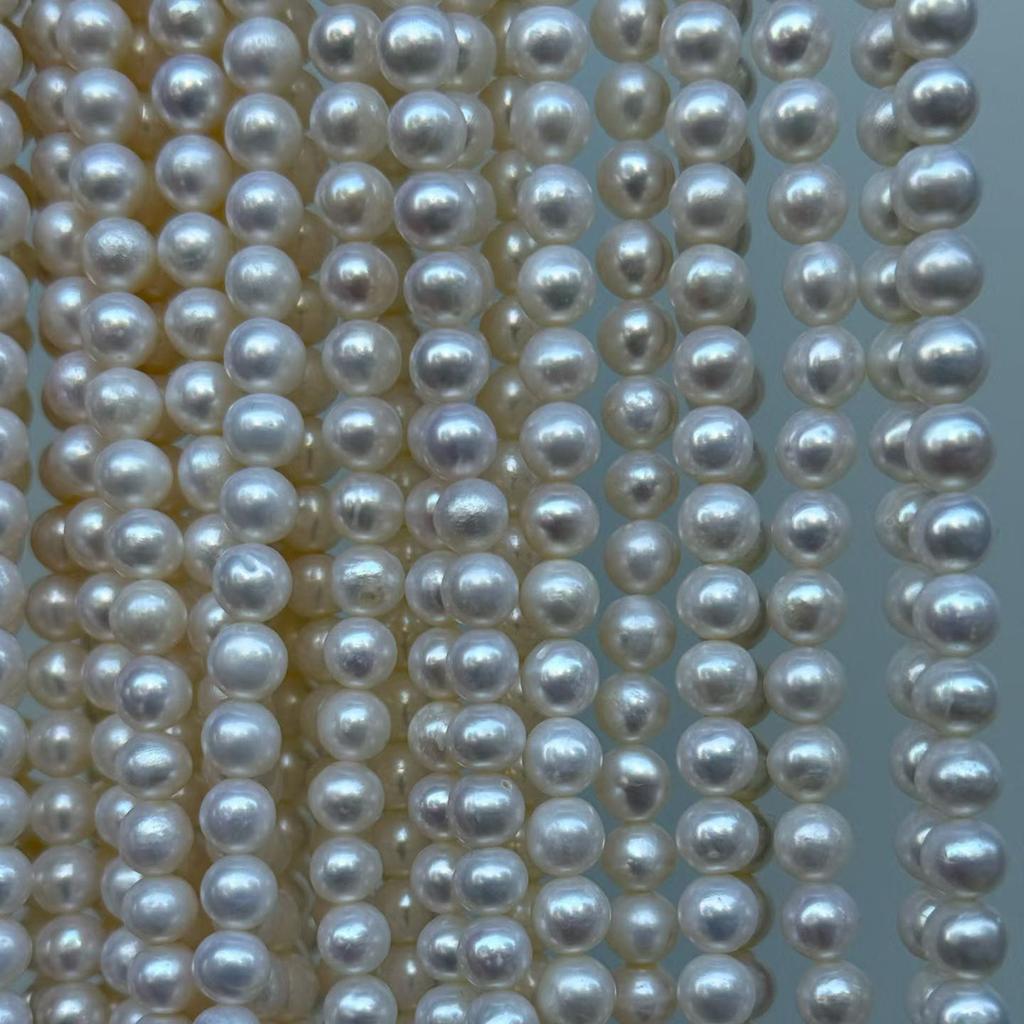 1String, High-quality Natural Shell Mother of Pearl Beads, 6.5-7.5mm, Handmade Subcircular White Beads for Jewelry Making DIY, Luxury Bulk Gifts, 36cm