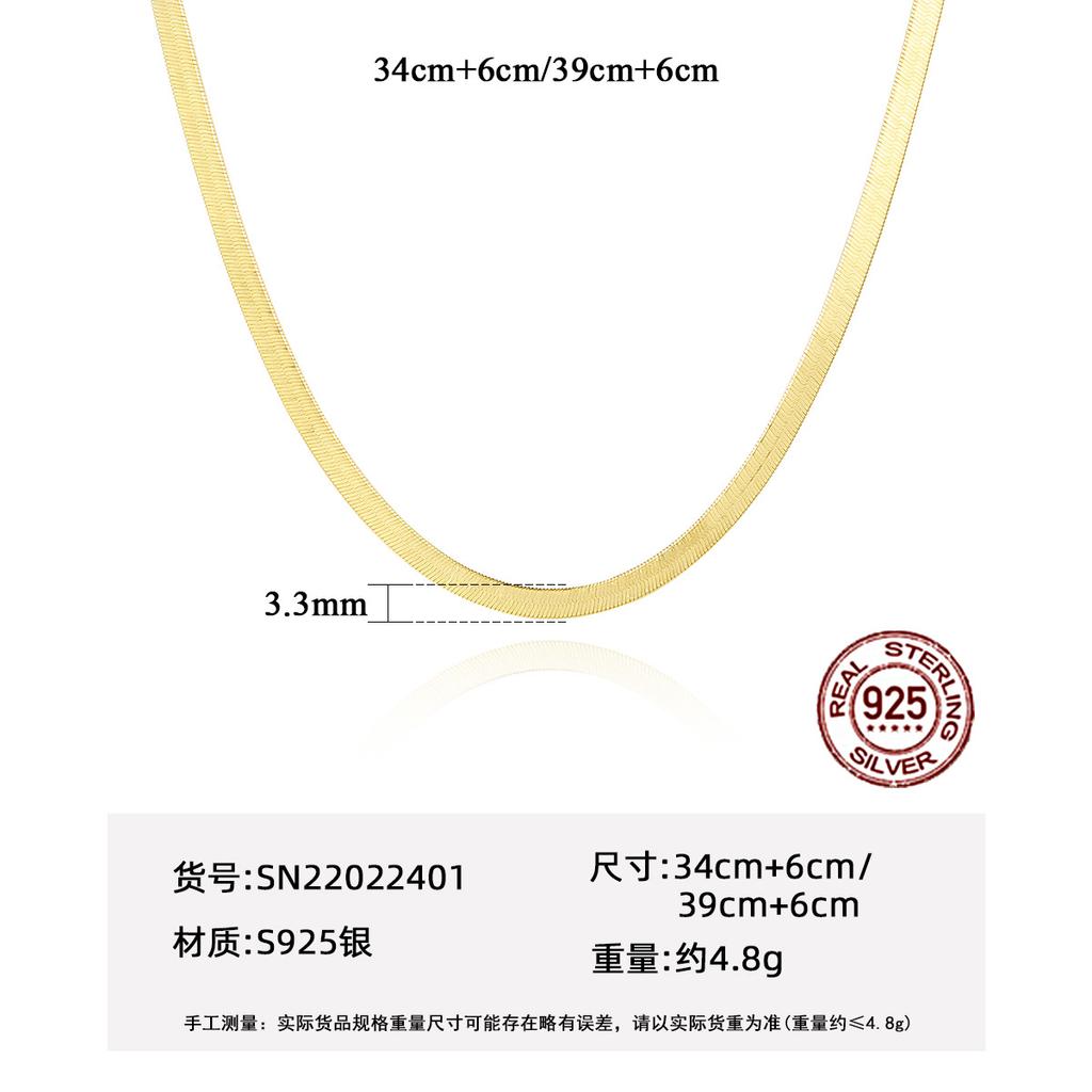 S925 Sterling Silver Classic Snake Choker Necklaces Chains for Women Men 14K Gold Plated Necklaces Wedding Party Jewelry Gift