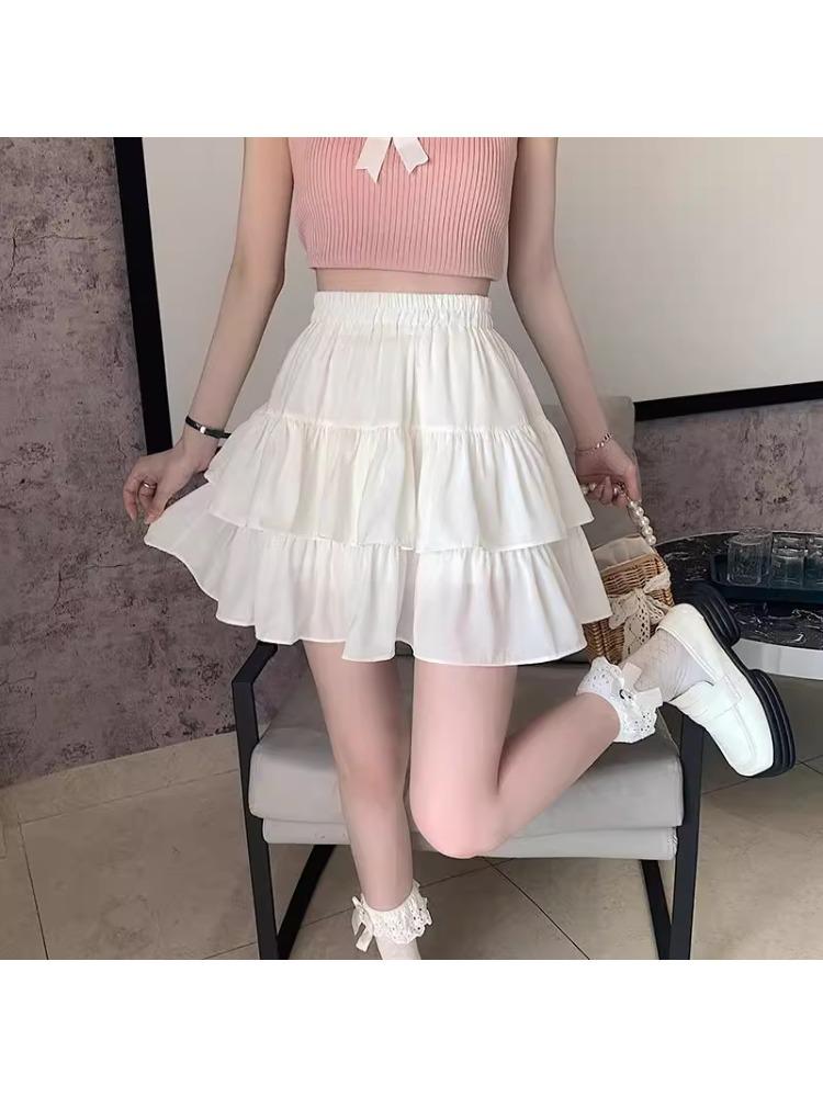 Women's Summer 2022 Pleated A-Line High-Waisted Petite Skirt with Slimming Design