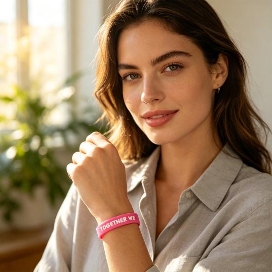 Unterstützungsband-Armband für den Bewusstseinsmonat 6 Stück Brustkrebs-Armbänder Damen, Rosa Liebesthema Silikon-Armbänder Armbänder, Hoffnung Glaube