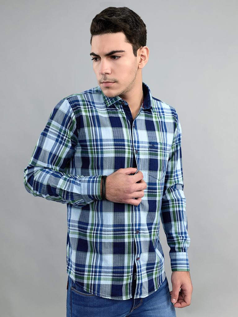 MONTE CARLO Mens Regular Fit Check Full Sleeve Shirt
