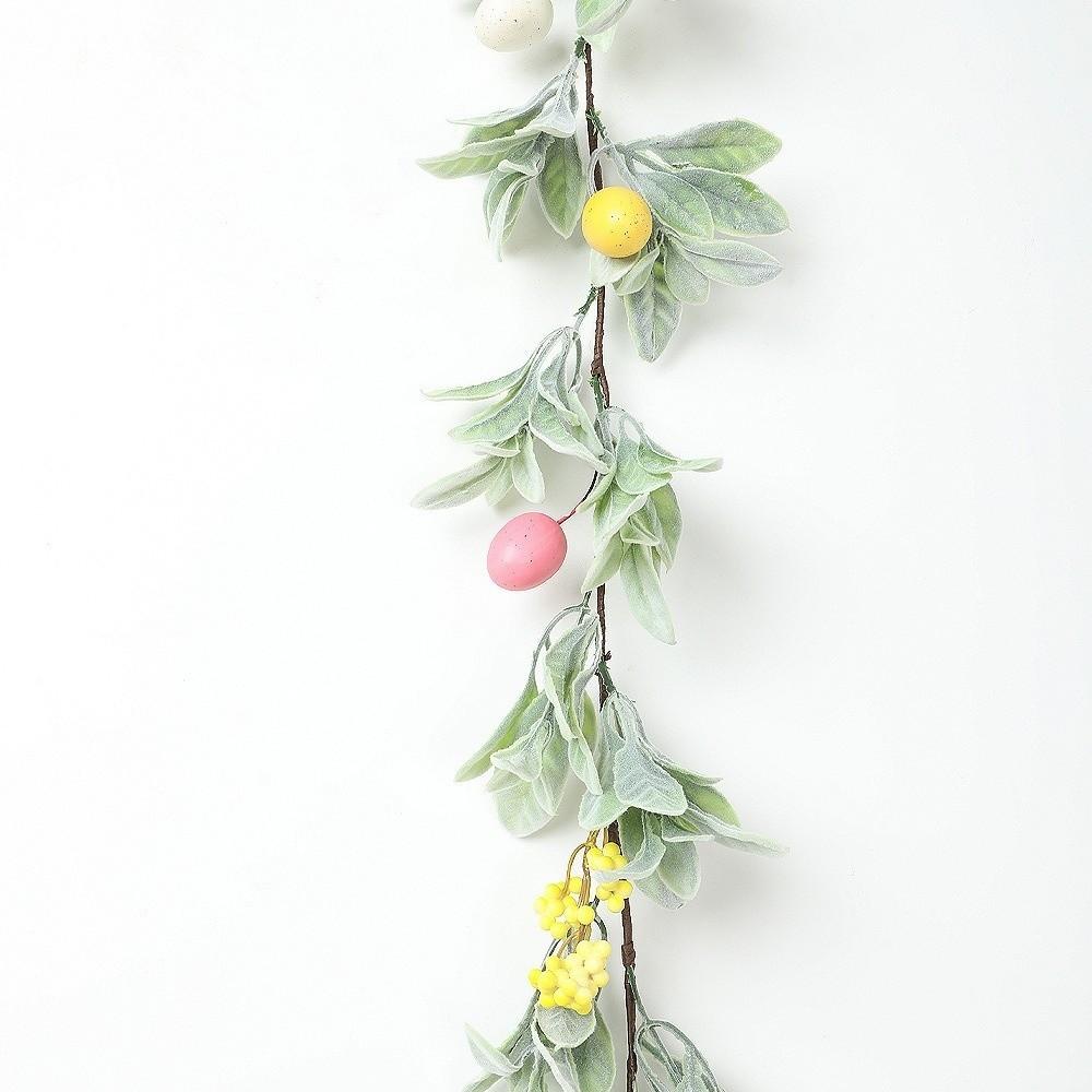 Colorful Eggs Easter Egg Garland Realistic Faux Green Leaf Vine  Front Door Decor