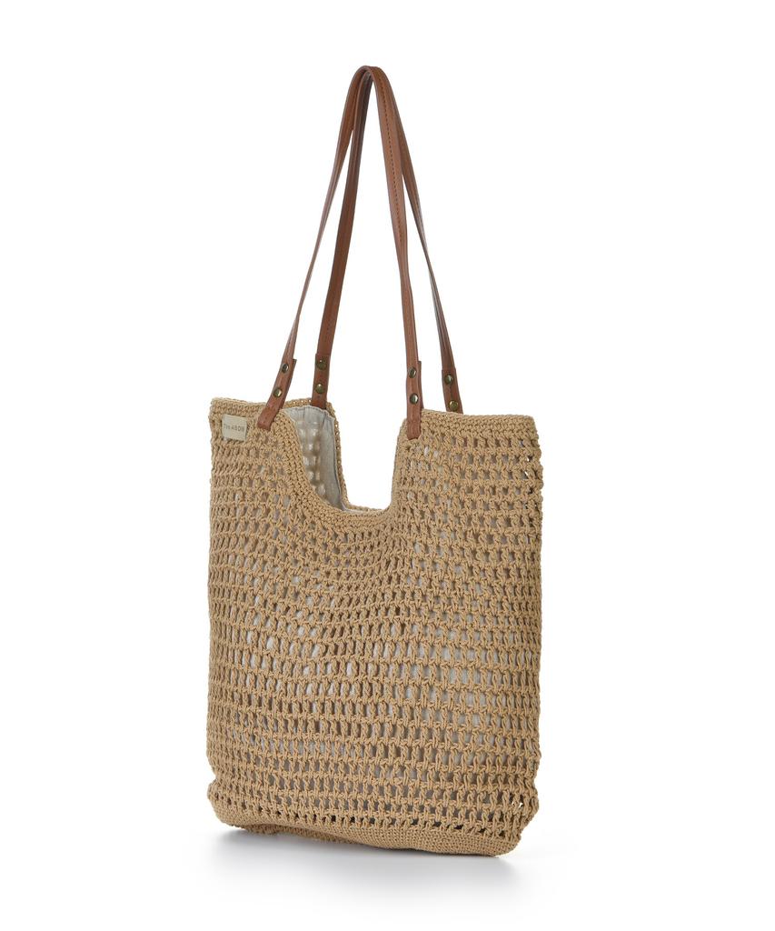 The-Abon Beach Deep Square Knit Shoulder Bag Ivory