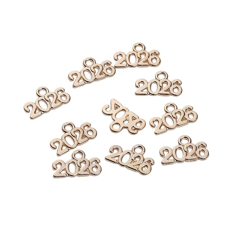 50Pcs Vintage Alloy 9*14Mm Number Charms 2026 2027 Year Pendants Diy Earring Bracelet Necklace Jewelry Making Crafts Accessories