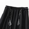 Qooth A Line Skirt Midi Length with Scarf Belt Korean Casual Style Heavyweight Fabric QT2736