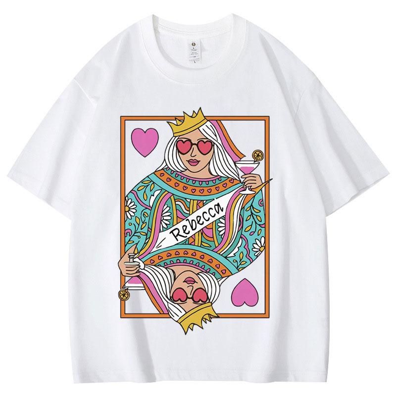 

Limited Playing Cards Queen Funny Graphic T Shirt Unisex Fashion Y2k Aesthetic T-shirt Summer High Quality Cotton Breathable Top 4XL