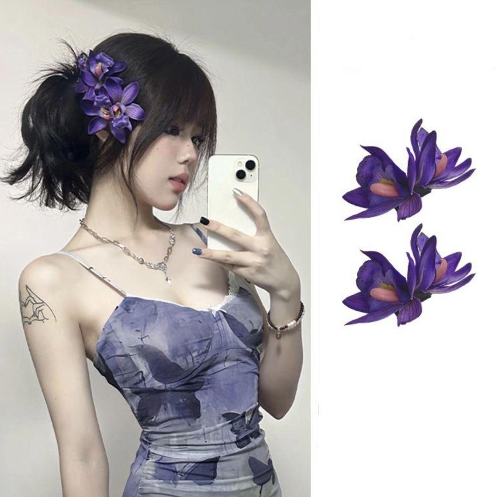 Elegant Orchid Flowers Hair Clip Bohemian Style Hair Accessories Fairy Sweet Barrettes  Women