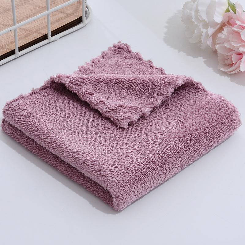 High-Density Coral Fleece Soft Absorbent Towel - 30x30 Square Baby Handkerchief & Dishcloth