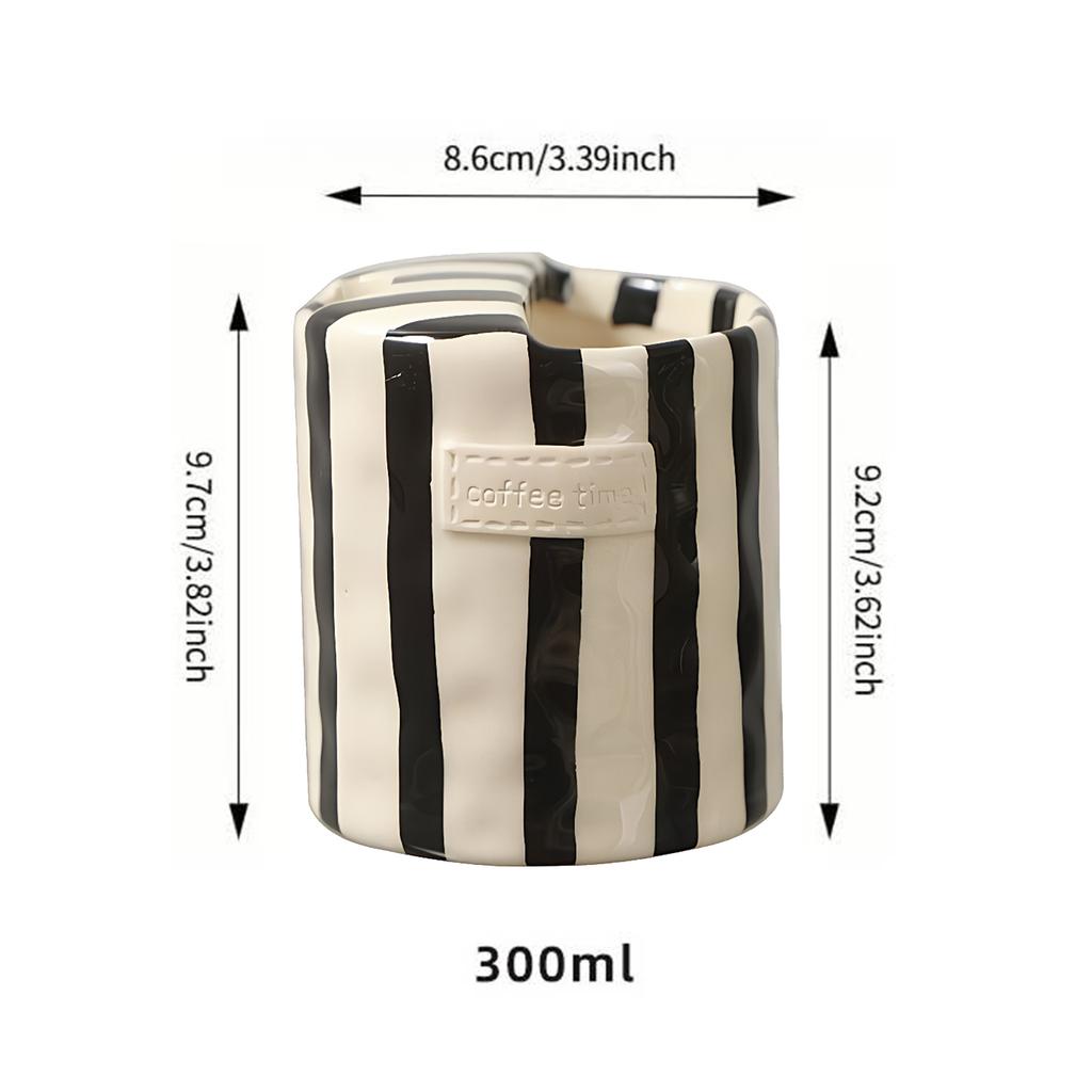 Retro Striped Ceramic Coffee Cup Hand Painted Vintage Breakfast Cup Tea Cup Home Milk Mug for Hot Cold Drinks Birthday Gifts