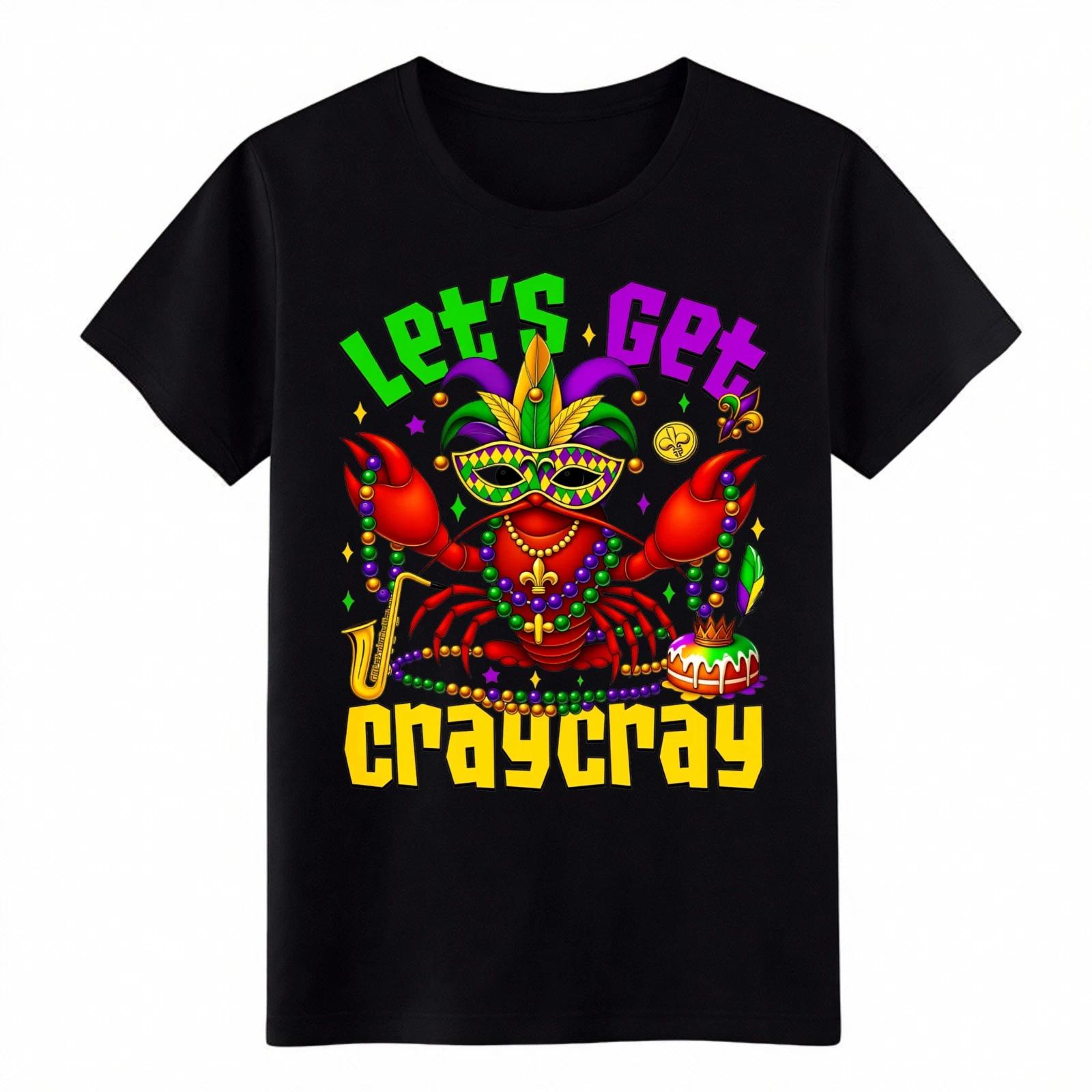 

Festive Crawfish Graphic T-Shirt - Mardi Gras Party Holiday Outfit Tee 2XL