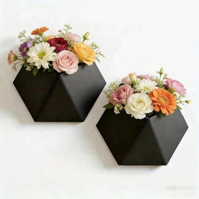 Easy To Install Wall-Mounted Planter Modern Style Geometric Wall Planter  Indoor Plants
