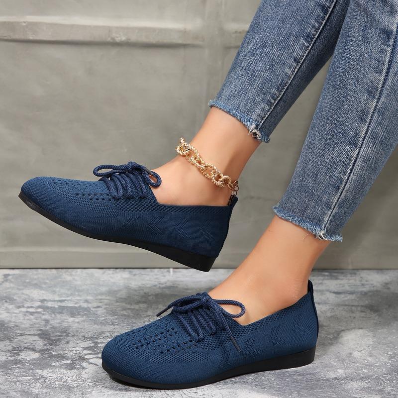 2024 Womens Spring New Simple Solid Color Fashion Lace Up Women's Shoes Outdoor Casual Flat Bottom Anti Slip Women's Shoes Large