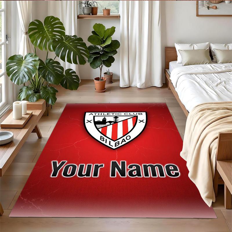 Crystal Velvet Rug Custom Name Text, Soft Non Slip Floor Mat Home DecorAthletic Bilbao FC