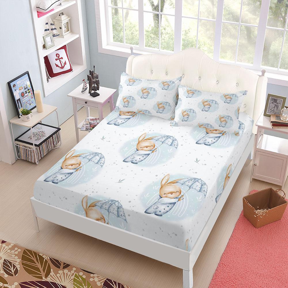 Halloween Happy Bear Children Fitted Sheet Set King Queen Double Full Size Bed Linen Set