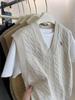 Retro Cable Knit V-Neck Sleeveless Vest for Women - Autumn/Winter Layering