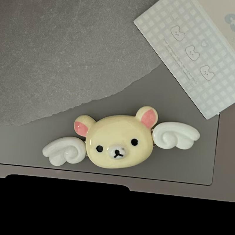 

Kawaii Rilakkuma Angel Hair Clip Cartoon Крылатый Медвежонок Челка Боковая Заколка Для Девочек Заколки Для Волос Аксессуары Для Волос Подарок