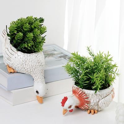 Pot de fleurs succulentes en forme de coq, forme créative, construction durable, grande taille, polyvalent, décoration de jardin