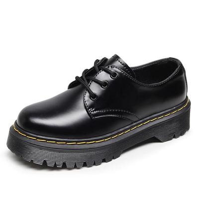 Thick-soled Hole Martin Shoes Women's Low-top Leather Round Head Casual Student Muffin Bottom Short Boots Women