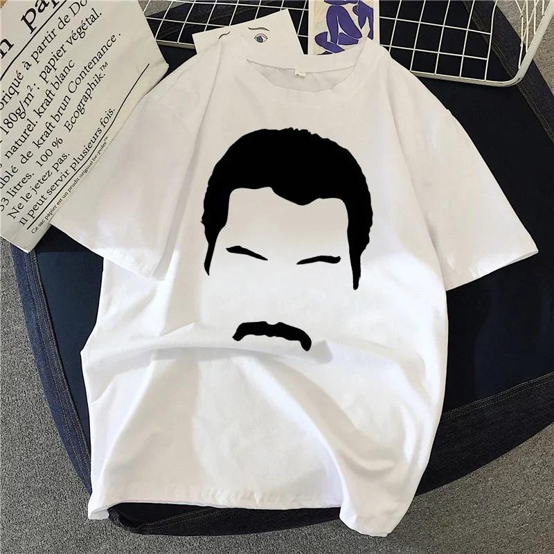 Freddie Mercury Queen Band T Shirts Women 90's Graphic Rock Top Tees Female Harajuku Vintage T-shirt Fashion Streetwear Tshirt