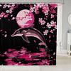 Japanese Cherry Blossom Capybara Fabric Shower Curtain,Pink Sakura Floral Moon Shower Curtain,Kids Bathroom Decor,Capybara