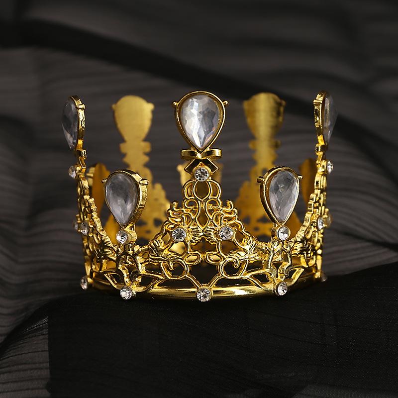 Okrągła kwiatowa dekoracyjna korona urodzinowe ozdoby do pieczenia dziecięca korona stop kryształków ślubne akcesoria do włosów koreański styl