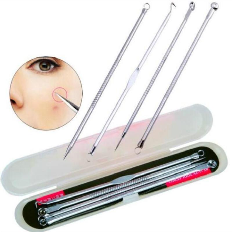 4Pcs/set Acne Blackhead Removal  Stainless Pimple Spot Comedone Extractor Beauty Face Clean Care Tools Facial Pore Cleanser